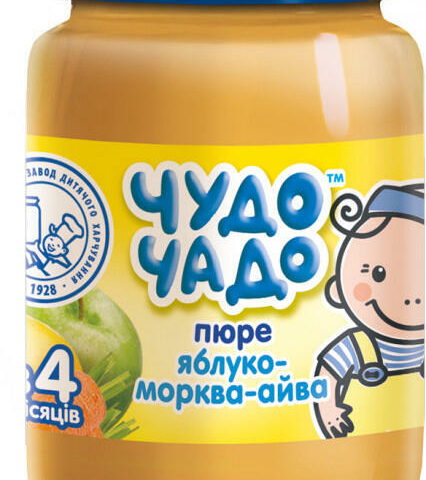 Пюре Чудо-Чадо з яблук моркви та айви з цукром 170г з 4 міс