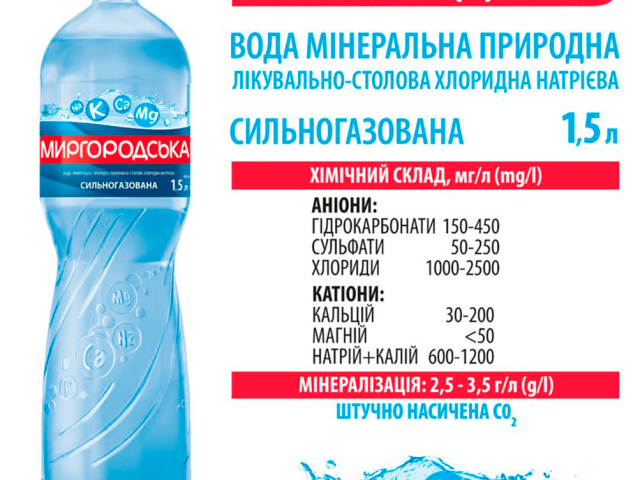Мінвода Миргородська 1,5л сильногазована