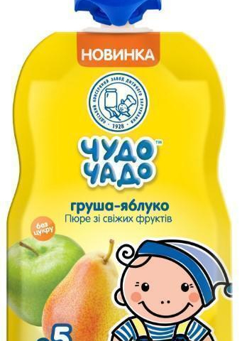 Пюре Чудо-Чадо з груш та яблук без цукру 90г пауч