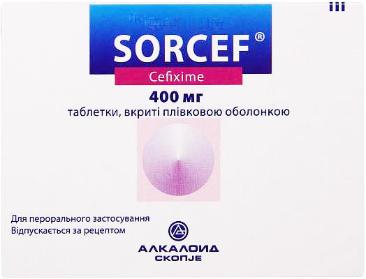 Сорцеф табл в/о 400мг №7