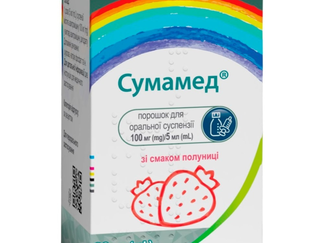 Сумамед пор д/сусп зі смаком полуниці 100мг/5мл 20мл