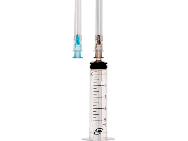 Шприц 5мл трикомпонентний з двома голками23Gх1 1/4",22Gх1 1/2" Медпласт