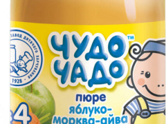 Пюре Чудо-Чадо з яблук моркви та айви з цукром 170г з 4 міс